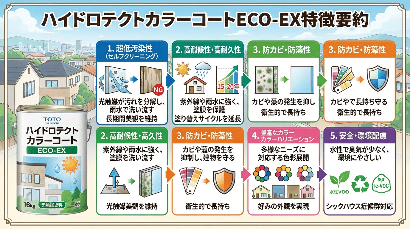 ハイドロテクトカラーコートECO-EX特徴要約図解