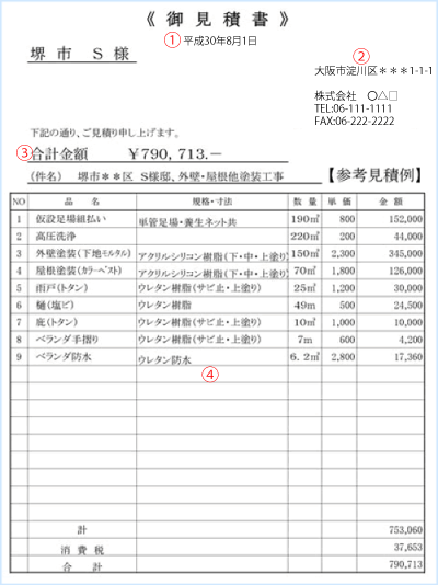 外壁塗装の見積り例まとめ 塗料別