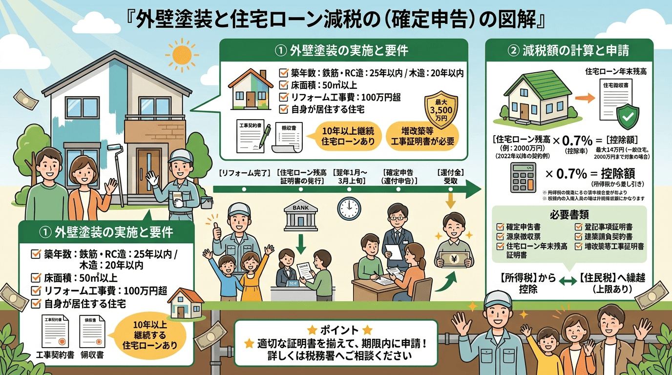 外壁塗装したら確定申告（住宅ローン減税）しないと税金で損します