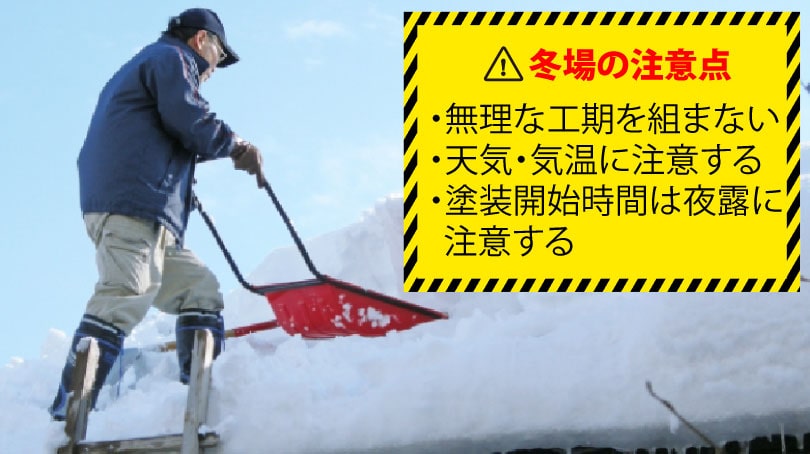 外壁塗装を冬の季節（12月、1月、2月、3月）に行う際の注意点