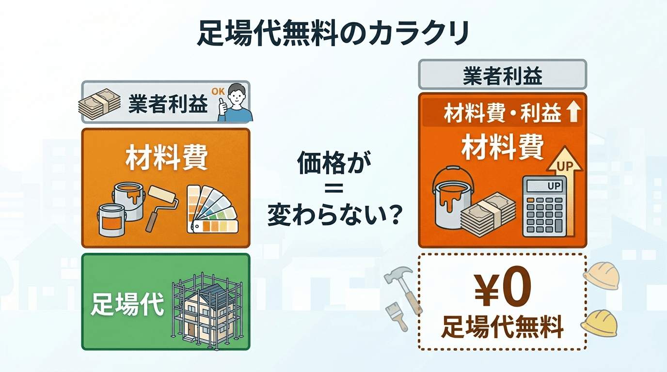 外壁塗装の足場代無料のカラクリ