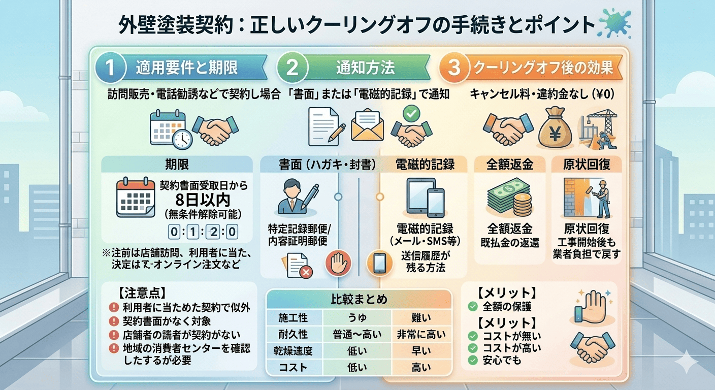 外壁塗装契約後の正しいキャンセル(クーリングオフ)のやり方