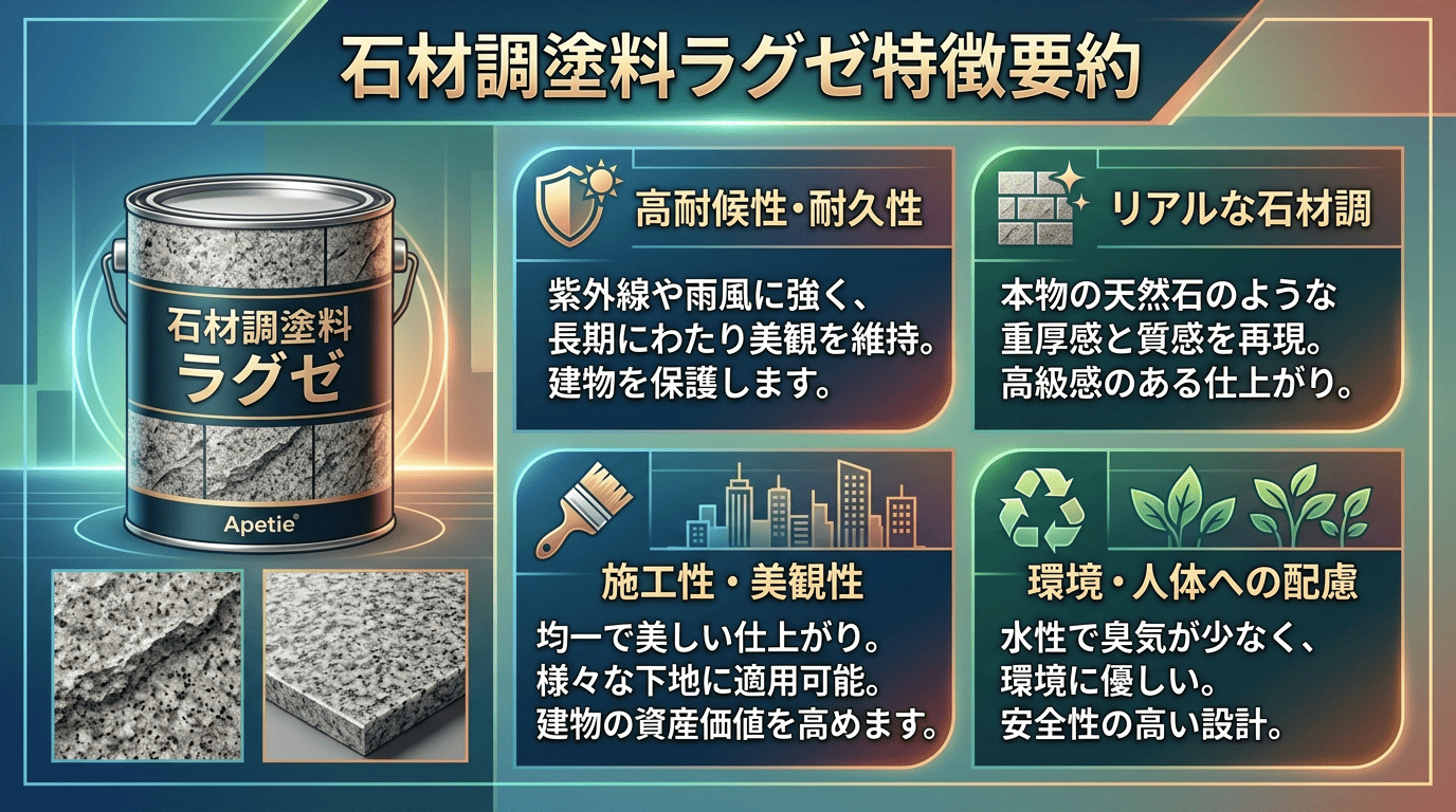 石材調塗料ラグゼ特徴要約図解