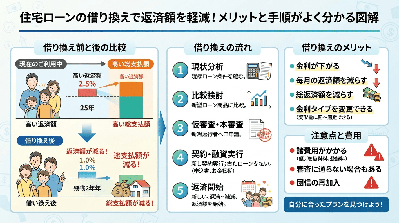 住宅ローンの借り換え仕組み図解