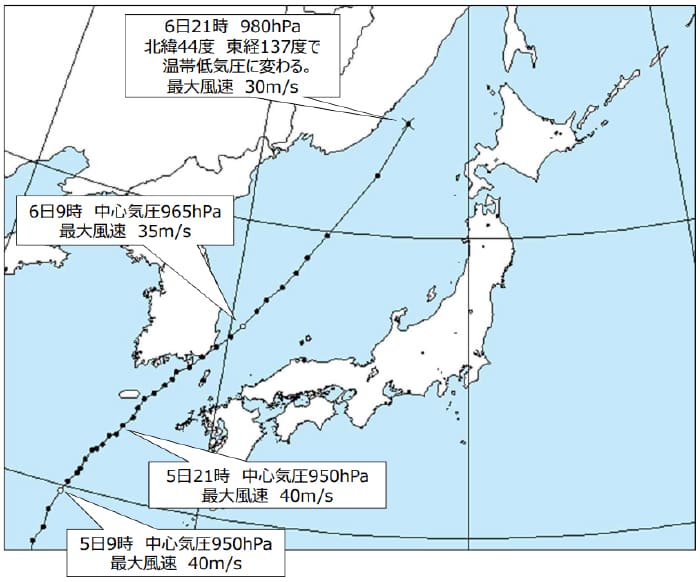 台風11号経路図(2022年)