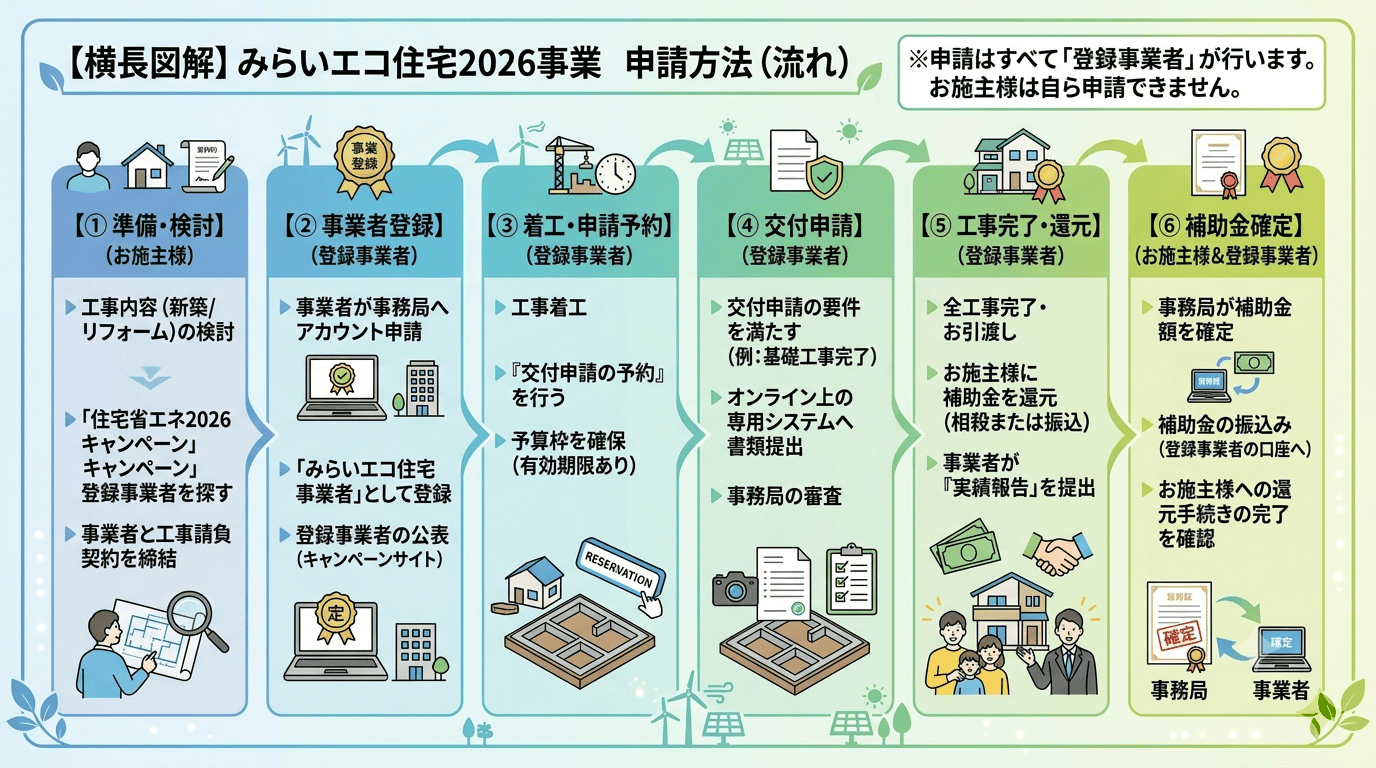 みらいエコ住宅2026事業申請の流れ(図解)