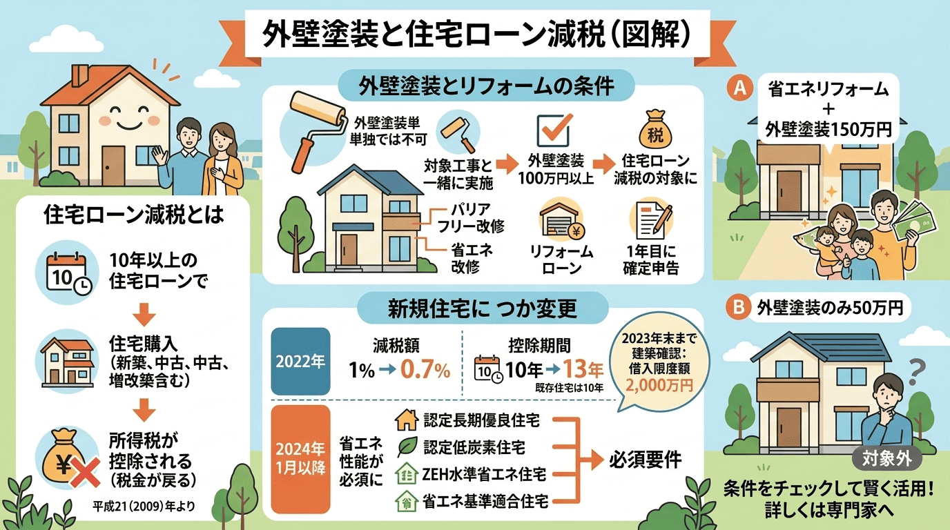 外壁塗装と住宅ローン現在の関係図解