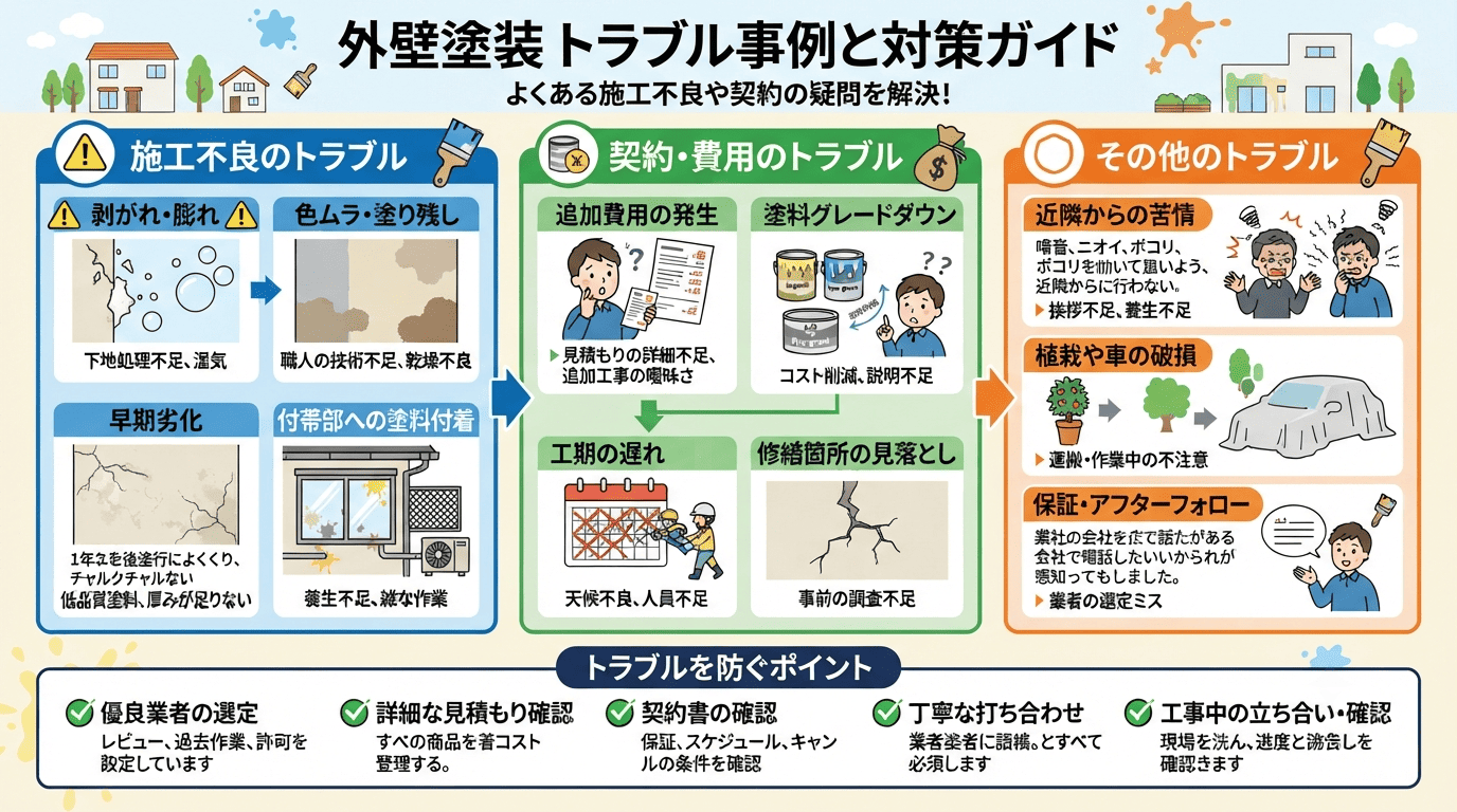 外壁塗装のトラブル事例集まとめ